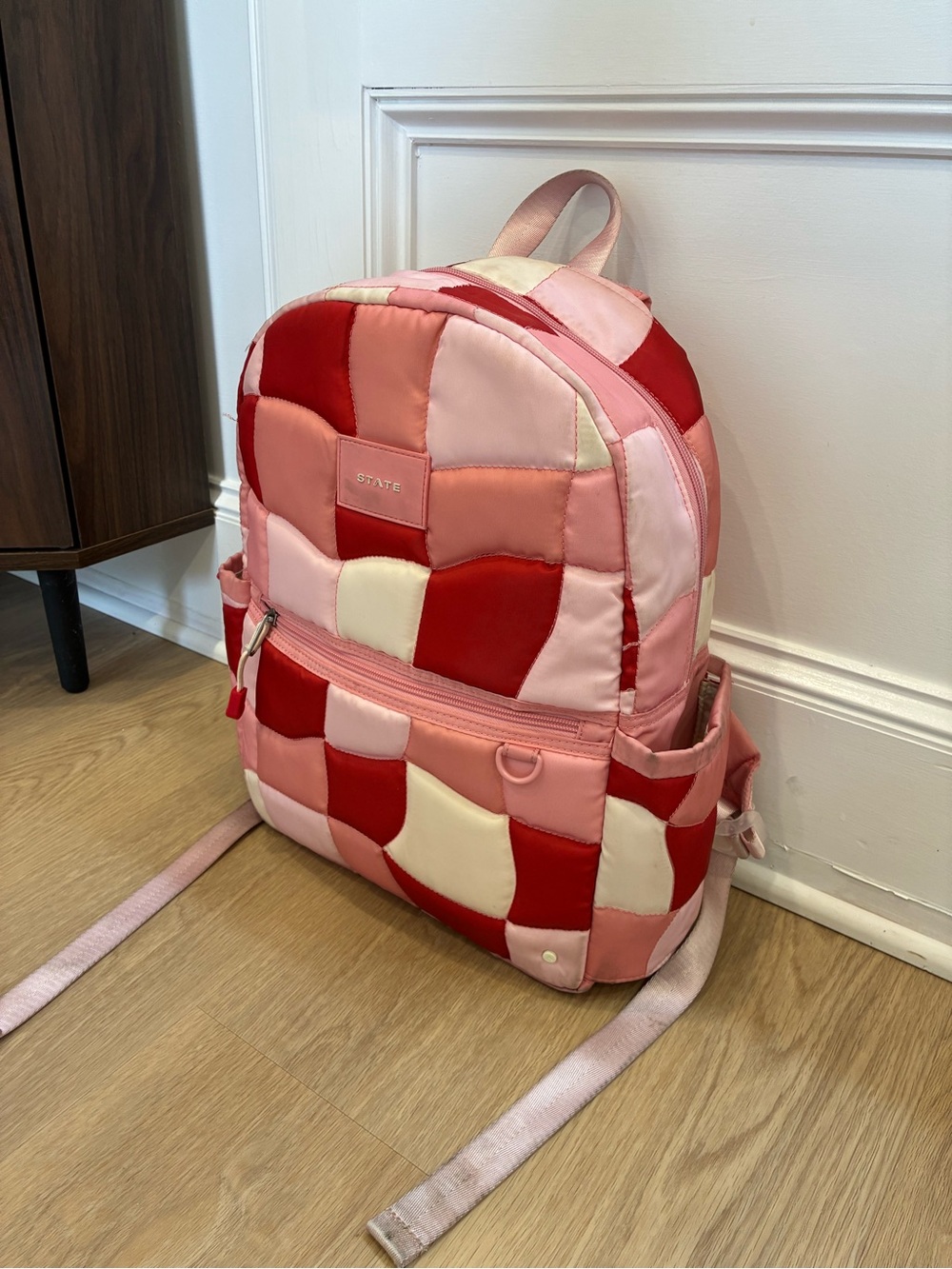 STATE Pink, Red & Cream Patchwork Nylon Backpack - Picture 4 of 8